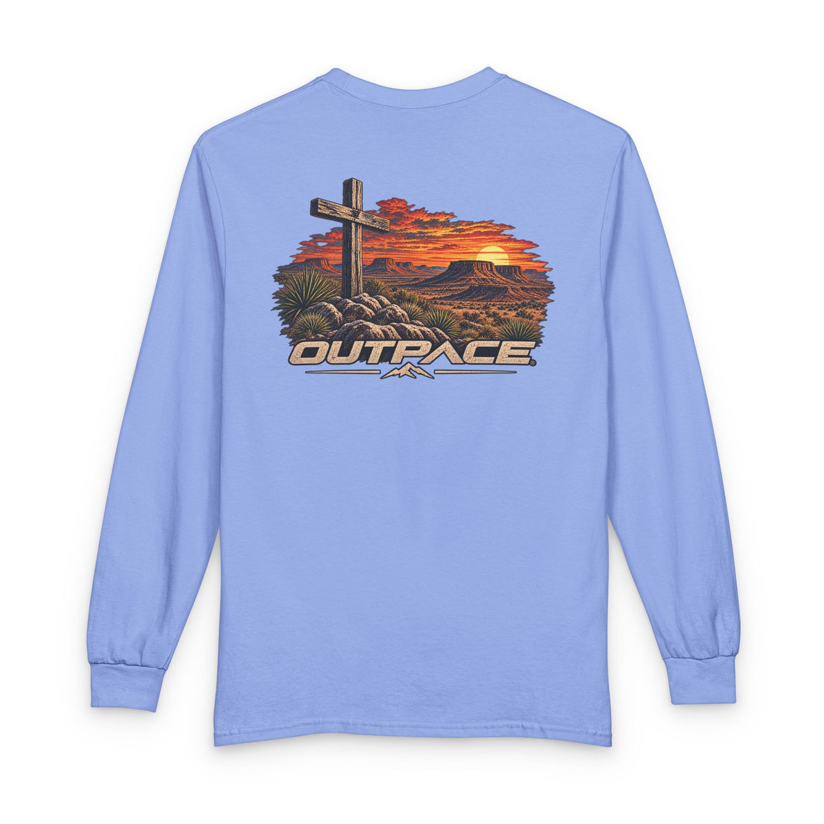 OUTPACE Christian Cross Sunset Long Sleeve T-Shirt