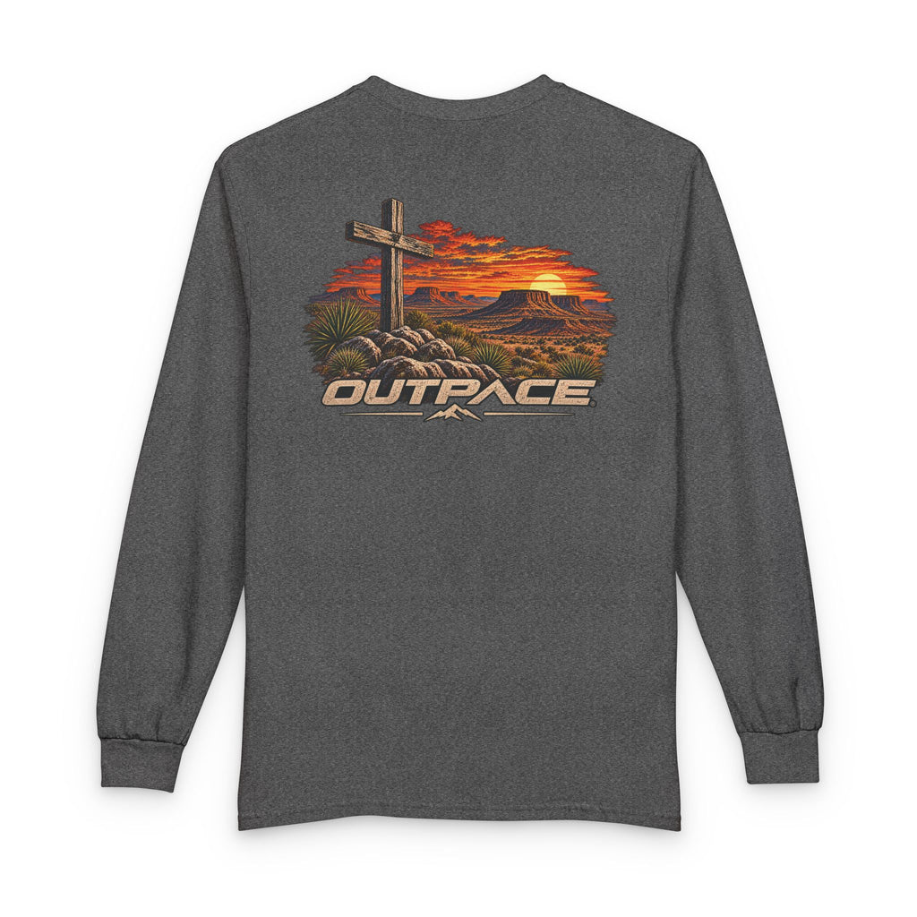 OUTPACE Christian Cross Sunset Long Sleeve T-Shirt