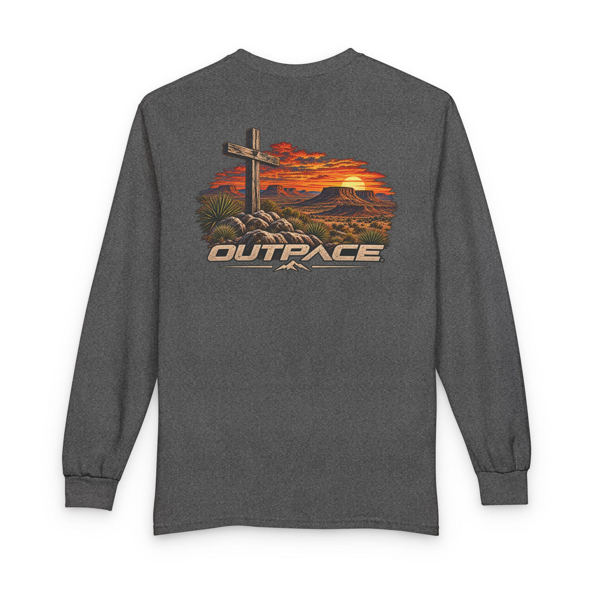 OUTPACE Christian Cross Sunset Long Sleeve T-Shirt