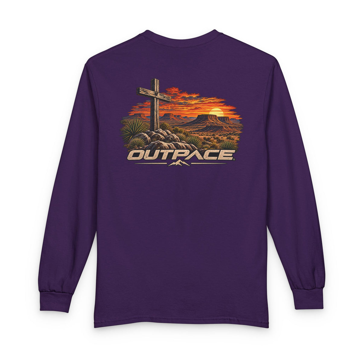 OUTPACE Christian Cross Sunset Long Sleeve T-Shirt