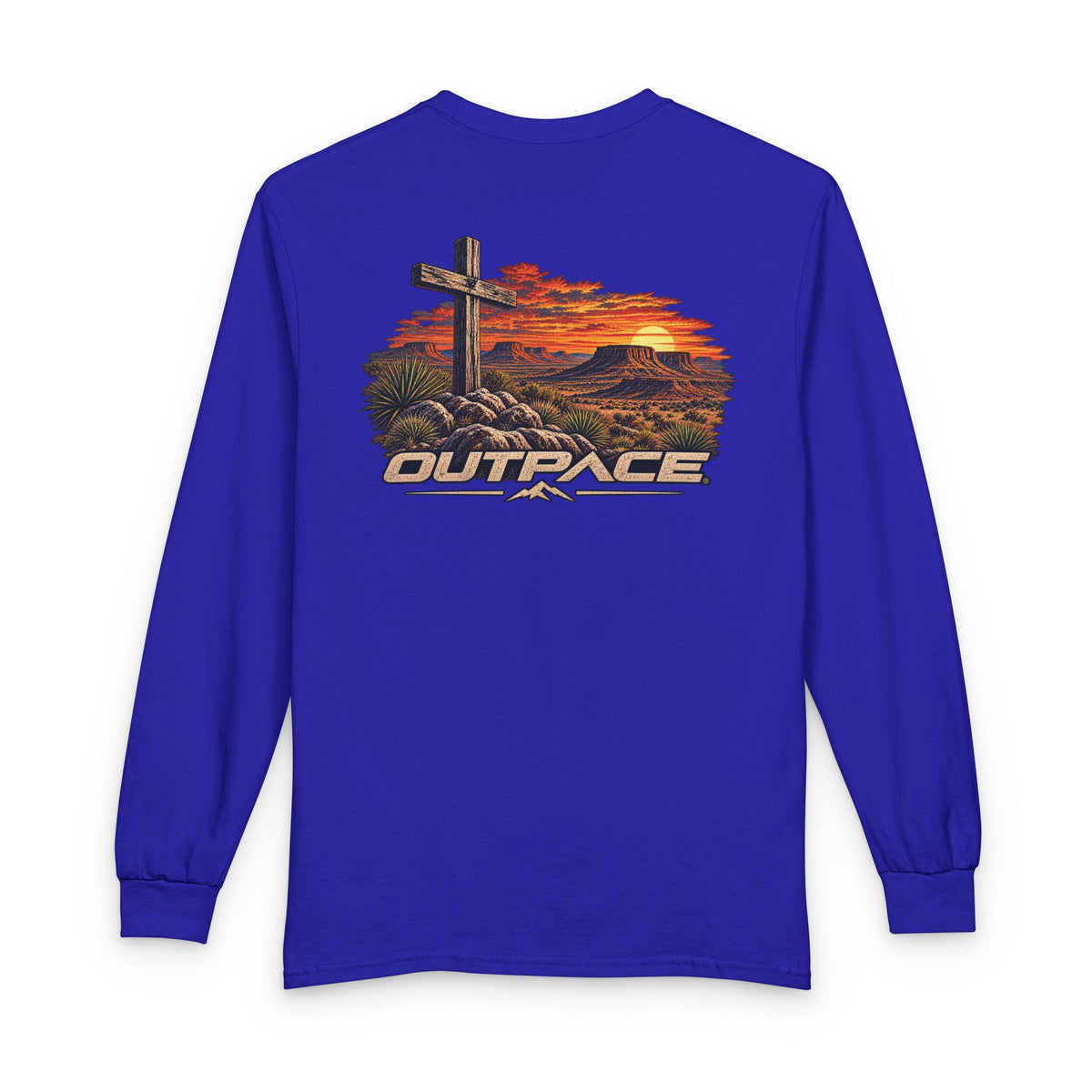 OUTPACE Christian Cross Sunset Long Sleeve T-Shirt