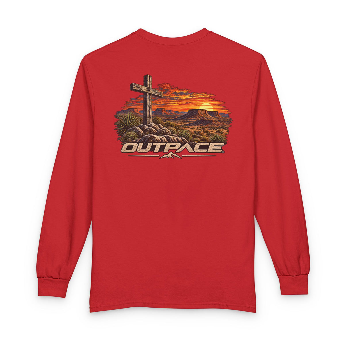 OUTPACE Christian Cross Sunset Long Sleeve T-Shirt