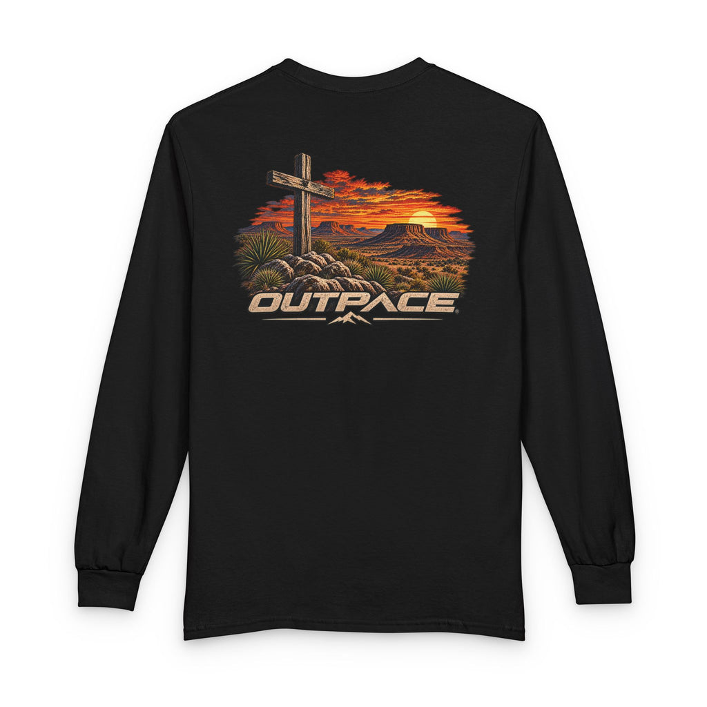 OUTPACE Christian Cross Sunset Long Sleeve T-Shirt