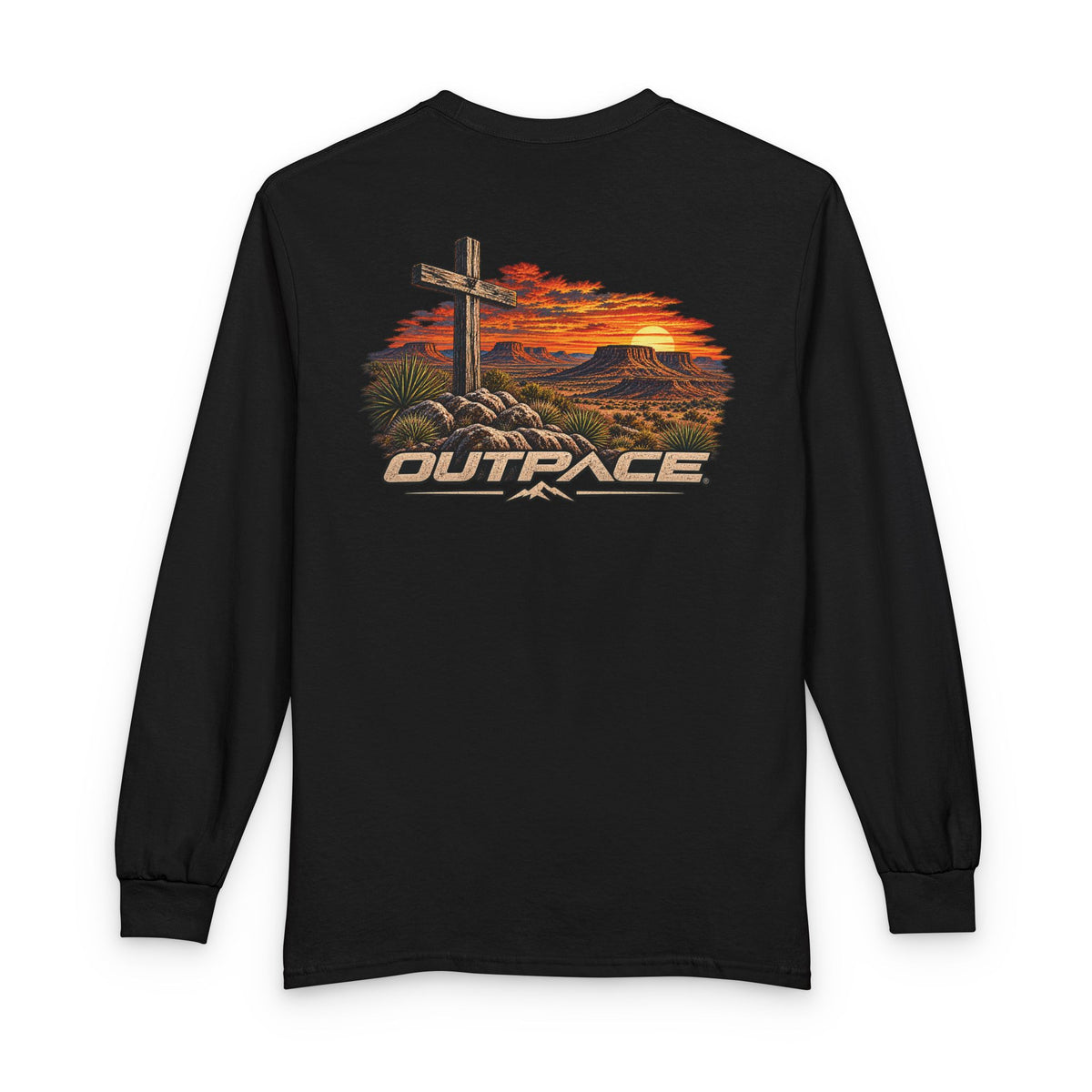 OUTPACE Christian Cross Sunset Long Sleeve T-Shirt