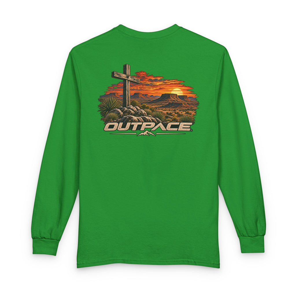 OUTPACE Christian Cross Sunset Long Sleeve T-Shirt