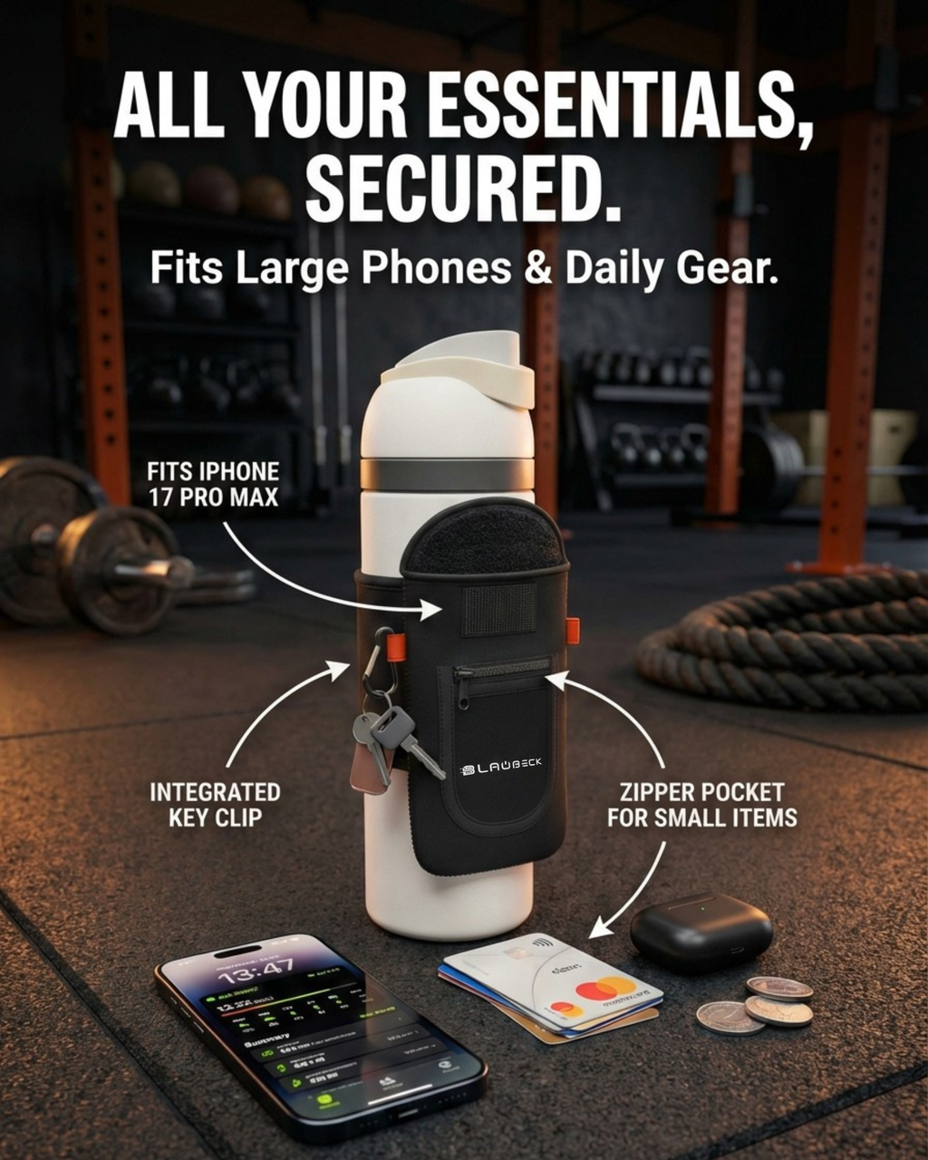 Magnetic Gym Water Bottle Sleeve – Attaches to Any Steel Equipment