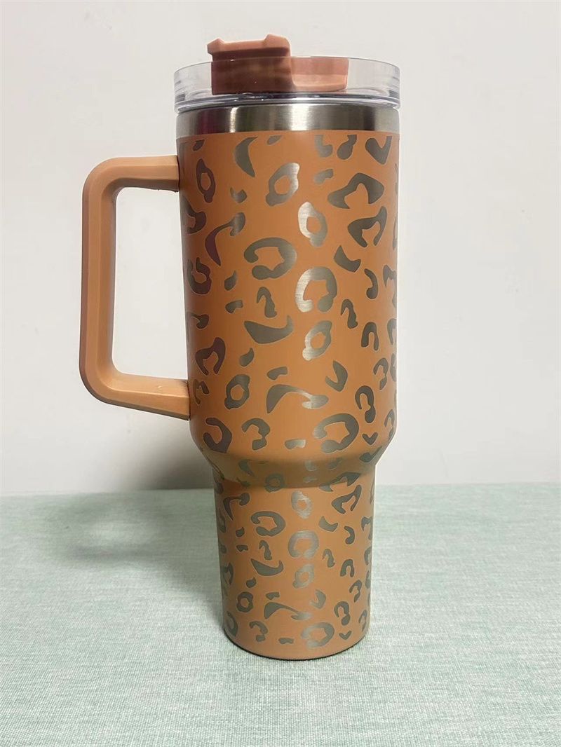 40oz Laser Etched Cheetah Tumbler – Insulated Stainless Steel