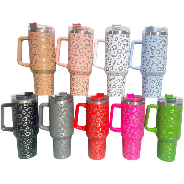 40oz Laser Etched Cheetah Tumbler – Insulated Stainless Steel
