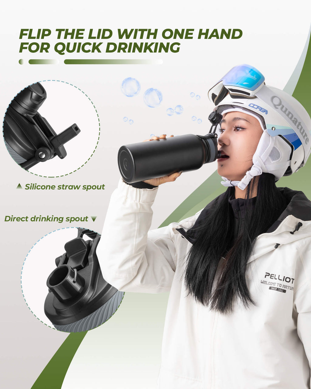 Insulated Stainless Steel Water Bottle – 3-in-1 Lid, Multiple Sizes