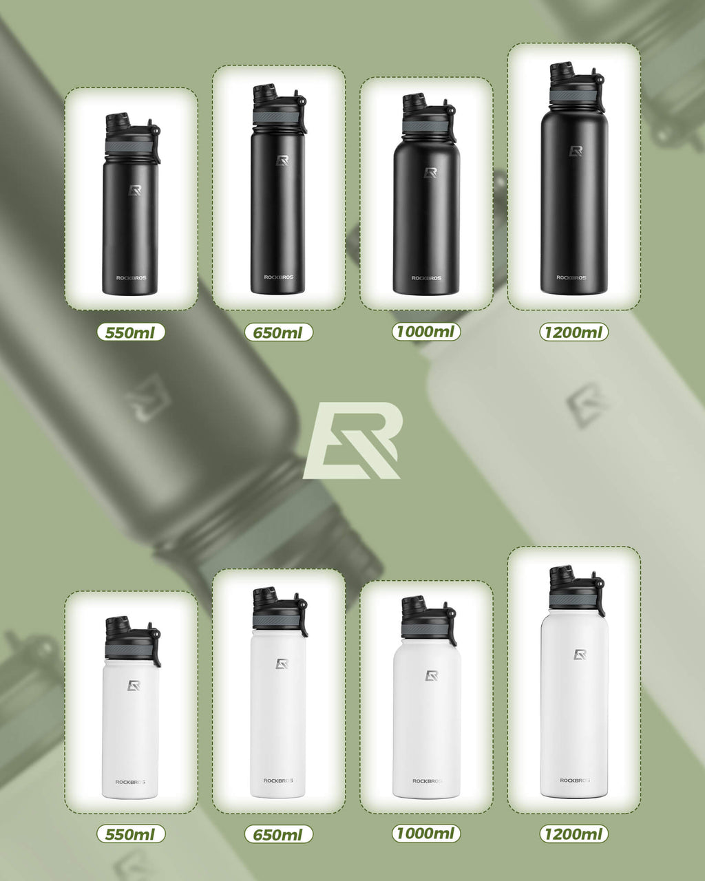 Insulated Stainless Steel Water Bottle – 3-in-1 Lid, Multiple Sizes
