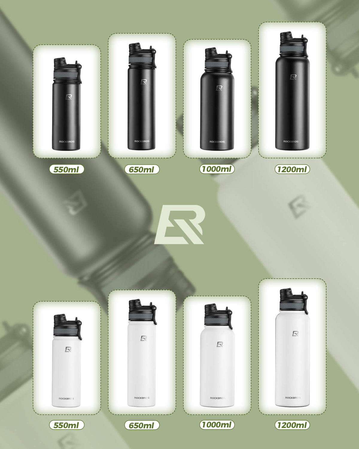Insulated Stainless Steel Water Bottle – 3-in-1 Lid, Multiple Sizes