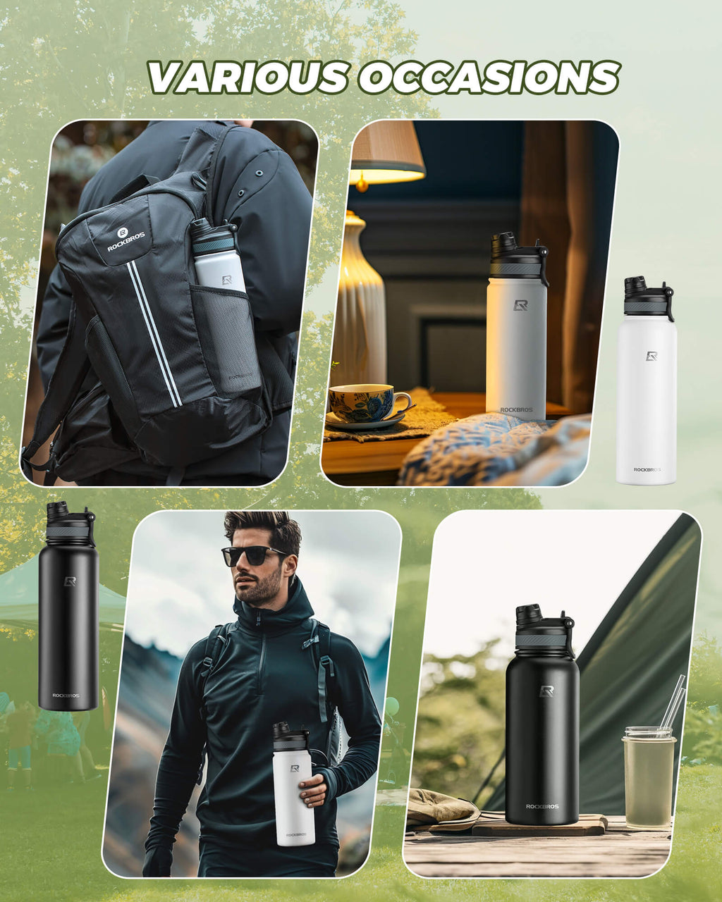 Insulated Stainless Steel Water Bottle – 3-in-1 Lid, Multiple Sizes